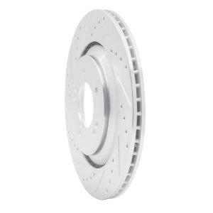 Hyundai Elantra N Brake Rotor (1) - Rear Left - R1 Concepts - Drilled & Slotted - Silver - `19-`25